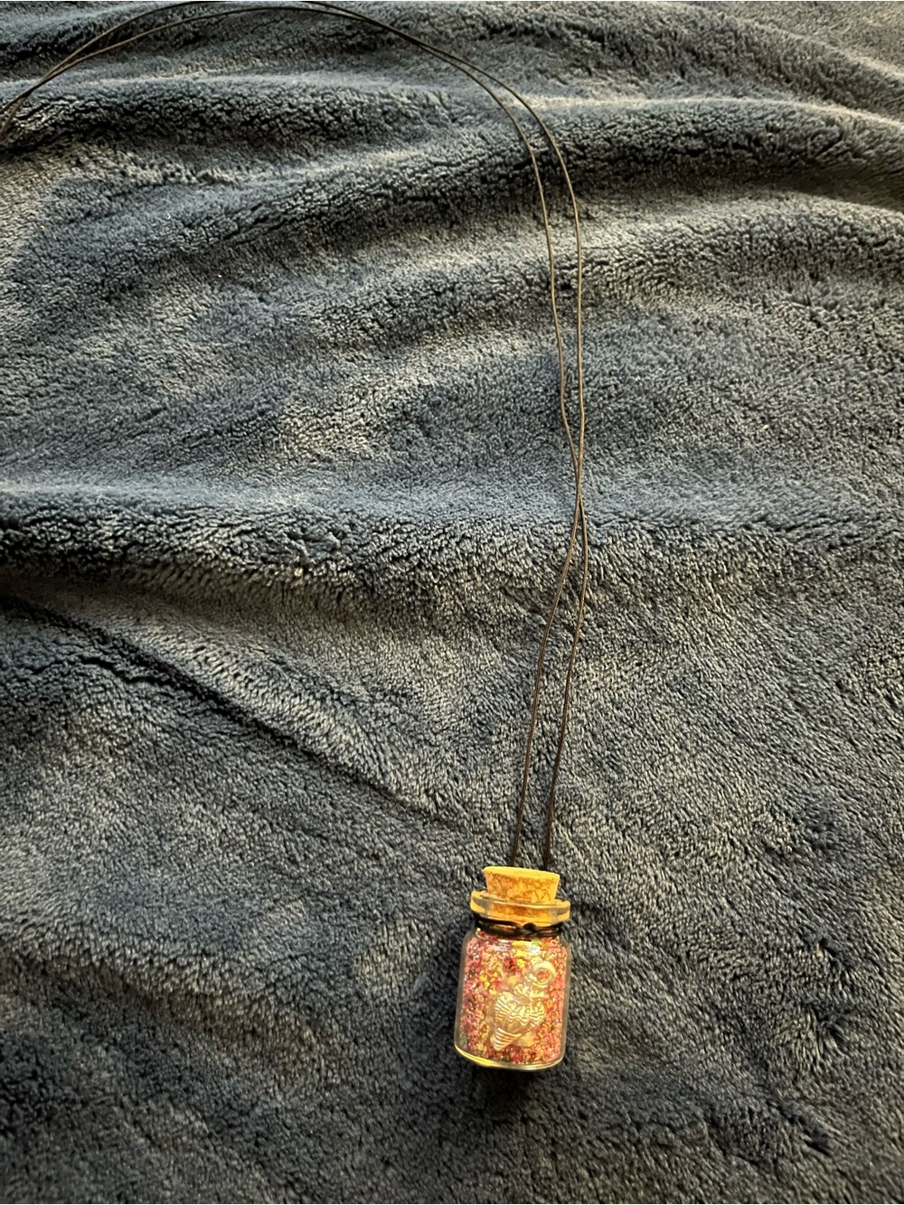 White Seashell Fairy Potion Glitter Bottle Necklace w/ Pendant